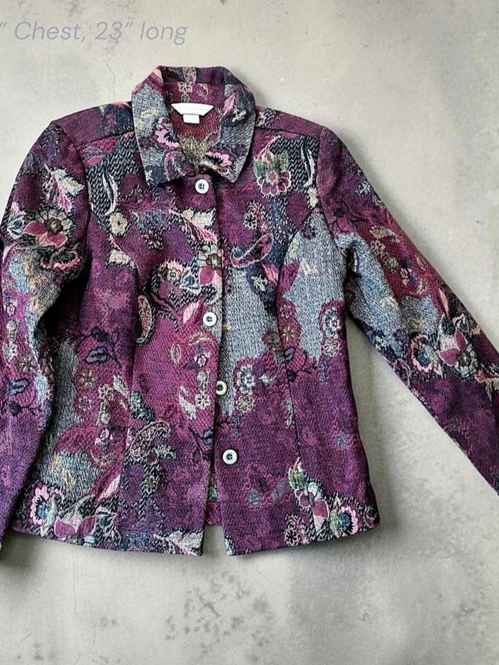 Christopher and Banks Paisley Jacquard Blazer in Purple & Gray